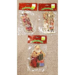 Vintage Made in Taiwan Christmas Santa Ornaments Sealed in Packages #5